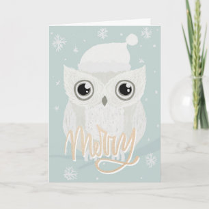 Cute Merry Snow Owl design Card