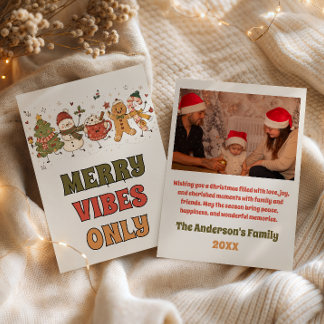 Cute Merry Vibes Only Whimsical Christmas Photo Holiday Card