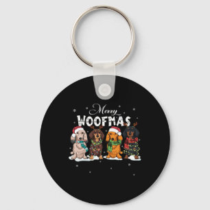 Cute Merry Woofmas Dachshund Christmas Dog Reindee Key Ring