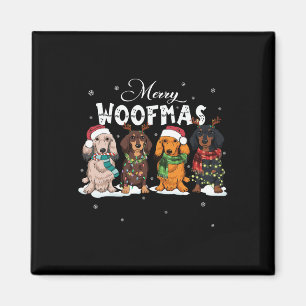 Cute Merry Woofmas Dachshund Christmas Dog Reindee Magnet