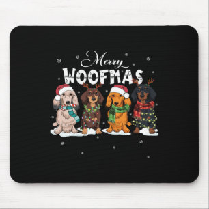 Cute Merry Woofmas Dachshund Christmas Dog Reindee Mouse Pad