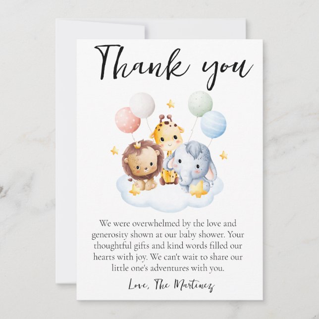 cute message baby shower thank you cards (Front)