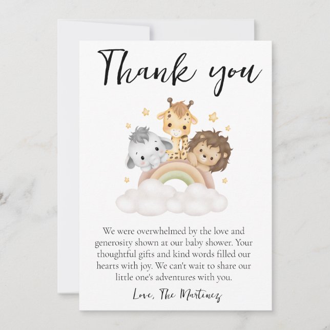 cute message baby shower thank you cards (Front)