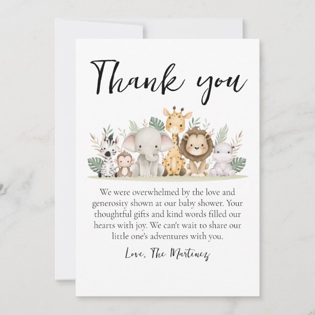 cute message baby shower thank you cards (Front)