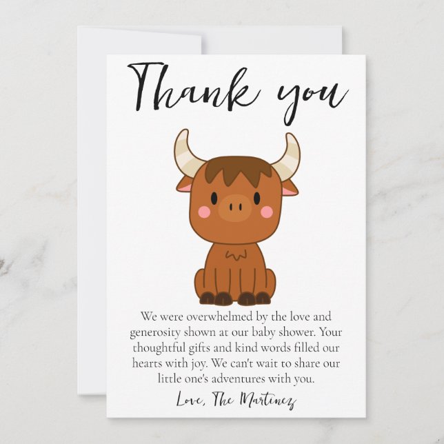 cute message baby shower thank you cards (Front)