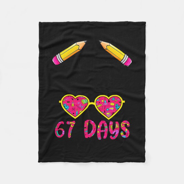 Cute Messy Bun 67 Days Smarter 67 Kids 67 Days Of  Fleece Blanket (Front)