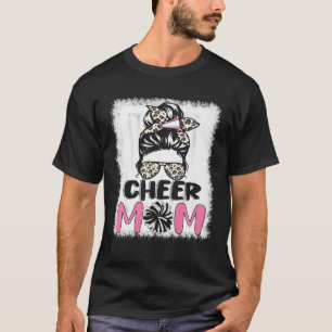 Cute Messy Bun Cheer Mum Funny Leopard Bandanna Mo T-Shirt
