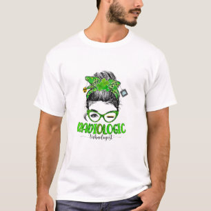 Cute Messy Bun Radiologic Technologist RT St Patri T-Shirt