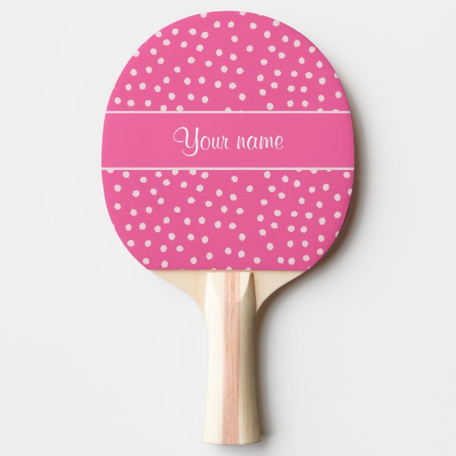 Cute Messy White Polka Dots Pink Background Ping Pong Paddle (Front)