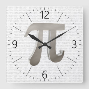 Cute metal pi character square wall clock