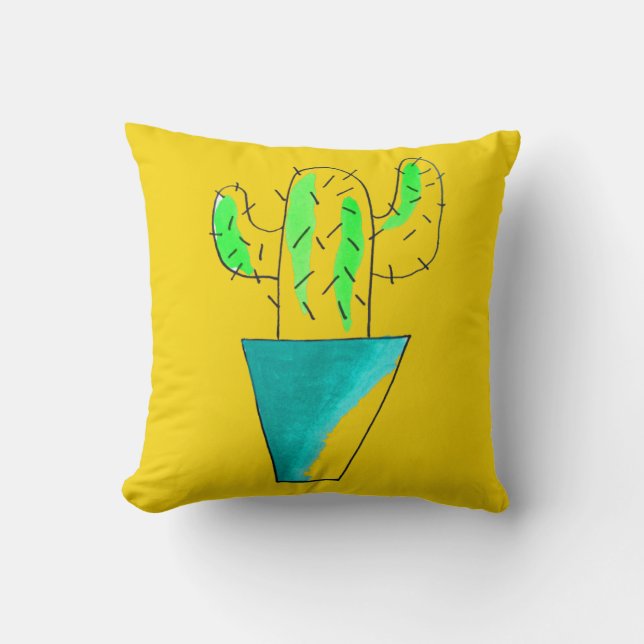 Cute Mexican cactus plant art Cushion (Front)