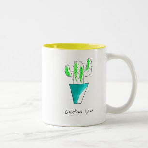 Cute Mexican cactus plant art Two-Tone Coffee Mug