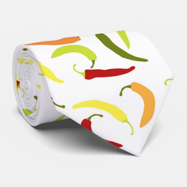 Cute Mexican Fiesta chilli peppers Tie (Rolled)