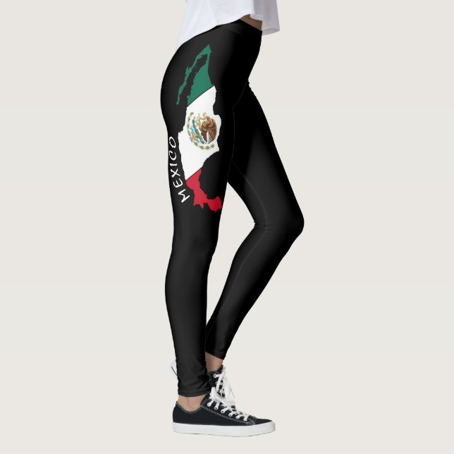 Cute Mexican flag Mexico Modern stretch stripe Leggings (Right)