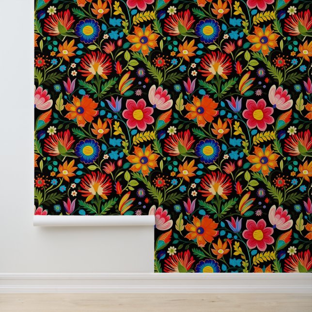 Cute Mexican flowers tiled pattern  Wallpaper (Application)