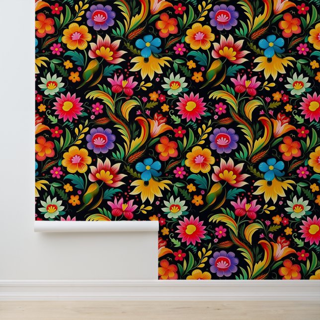Cute Mexican flowers tiled pattern  Wallpaper (Application)