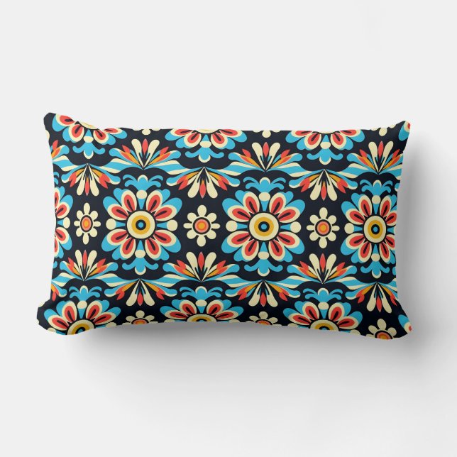 Cute Mexican Folk Pattern Throw Pillow (Front)