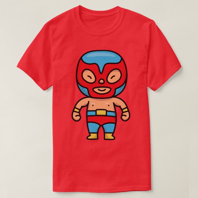 Cute Mexican Luchador Wrestler toon T-Shirt (Design Front)
