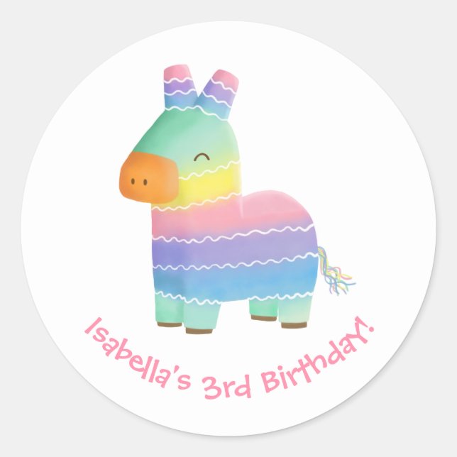 Cute Mexican Pinata Birthday Party Decor Stickers (Front)