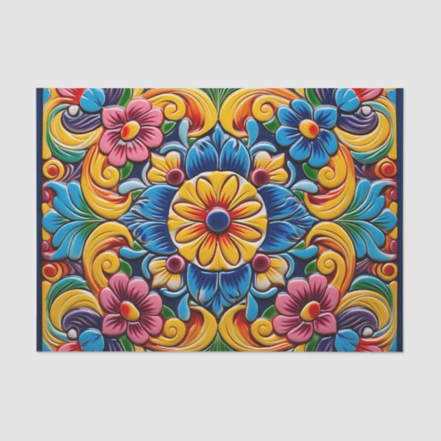 Cute Mexican tile pattern  Tissue Paper (Front)