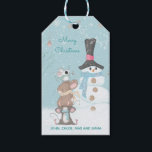 Cute Mice and Snowman Merry Christmas Gift Tags<br><div class="desc">A sweet design tag for your Christmas gifts of three cute mice building a snowman. Fully customisable.</div>