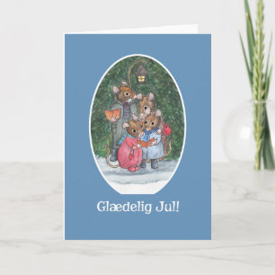 Cute Mice Carol Singers Danish Greeting Holiday Card