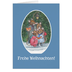 Cute Mice Carol Singers German Greeting