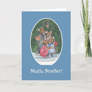 Cute Mice Carol Singers Turkish Christmas Card
