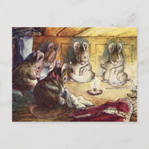 Cute Mice Sewing Postcard