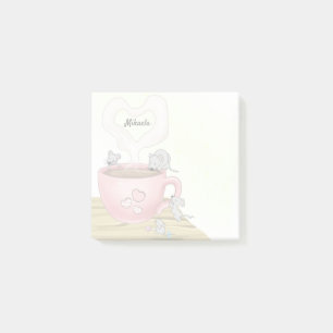 Cute Mice Watercolor Yellow Custom Post-it Notes