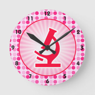 Cute Microscope Round Clock