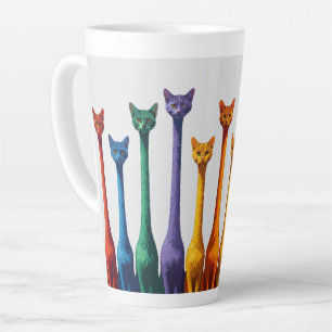 Cute mid century modern colorful retro cat latte mug