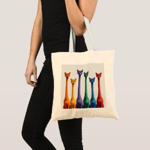Cute mid century modern colourful retro cat tote bag