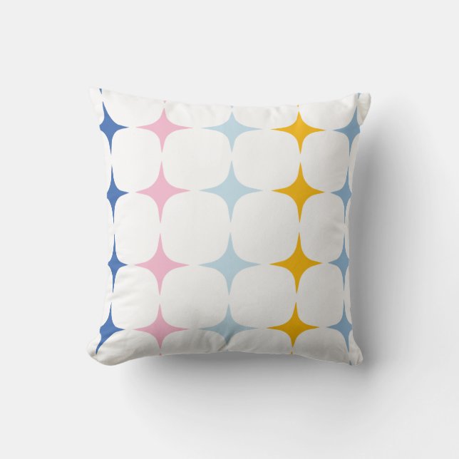 Cute Mid Mod Stars Pattern Minimalist Pink Yellow  Cushion (Front)