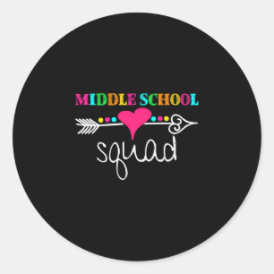 Cute middle school squad - middle school day back classic round sticker
