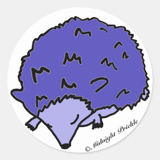 Cute Midnight Blue Hedgehog Stickers (Front)