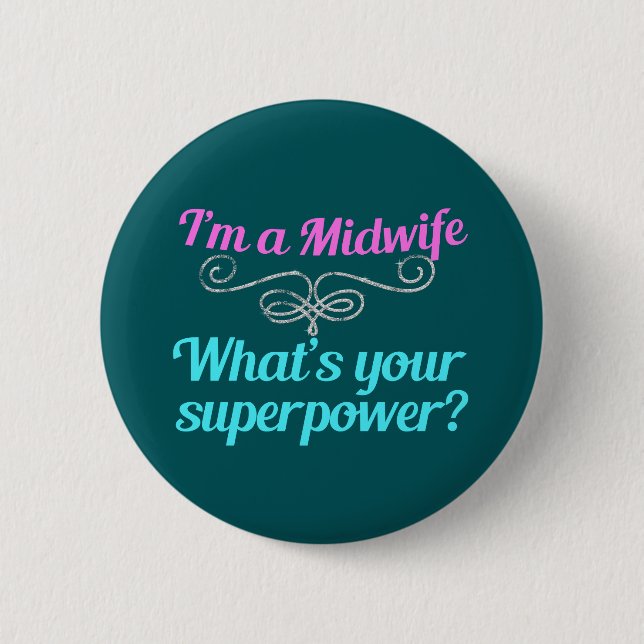 Cute Midwife Superhero 6 Cm Round Badge (Front)