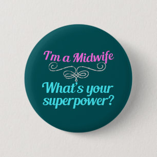 Cute Midwife Superhero 6 Cm Round Badge