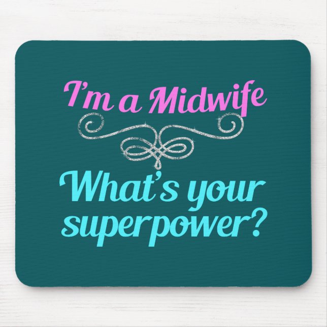 Cute Midwife Superhero Mouse Pad (Front)