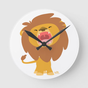 Cute Mighty Roaring Lion Cartoon Wall Clock