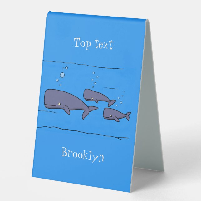 Cute migrating cartoon whales illustration (Front)
