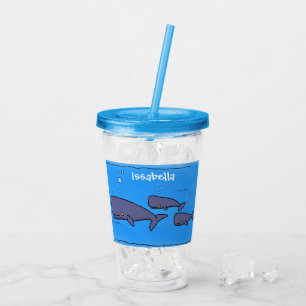 Cute migrating cartoon whales illustration acrylic tumbler