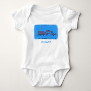 Cute migrating cartoon whales illustration baby bodysuit