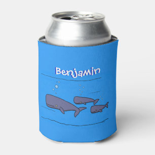 Cute migrating cartoon whales illustration can cooler