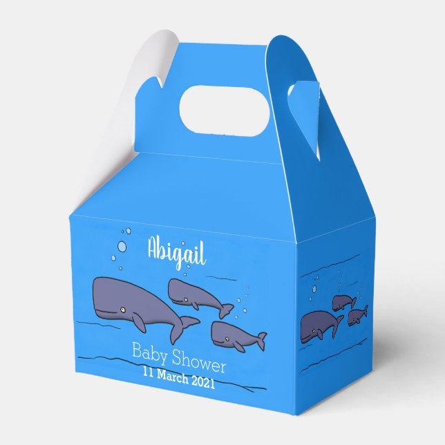 Cute migrating cartoon whales illustration  favour box (Front Side)