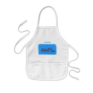 Cute migrating cartoon whales illustration kids apron