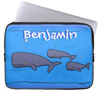 Cute migrating cartoon whales illustration