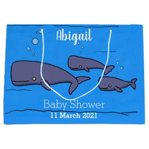 Cute migrating cartoon whales illustration large gift bag