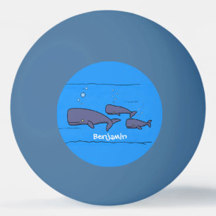 Cute migrating cartoon whales illustration ping pong ball