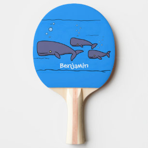 Cute migrating cartoon whales illustration ping pong paddle